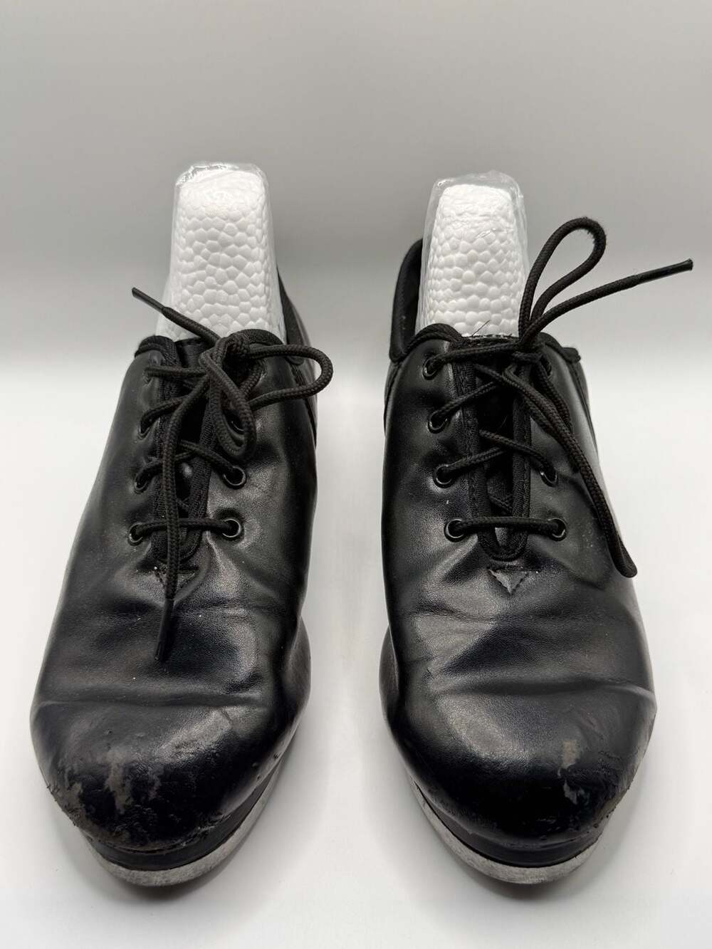 Black Leather Lace-Up Tap Dance Shoes